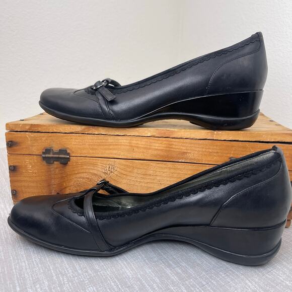 Y2K Kenneth Cole Reaction Mary Jane Flats Black Womens 8.5 LSquare Toe Vintage - Picture 3 of 12